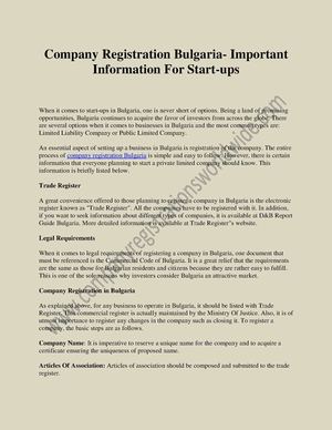 Company Registration Bulgaria