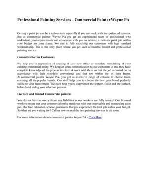 Professional Painting Services – Commercial Painter Wayne PA