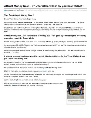 Attract Money Now – Dr. Joe Vitale will show you how TODAY