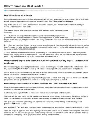 DON’T Purchase MLM Leads