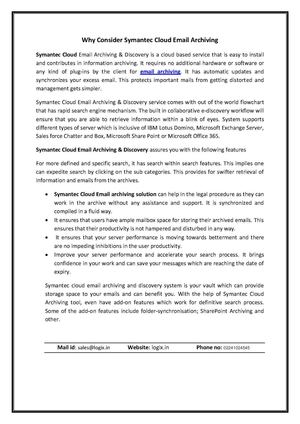 Why Consider Symantec Cloud Email Archiving