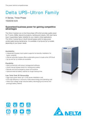 Deltapowersolutions.com - Ultron H Series 15-20-30 kVA UPS  Leaflet