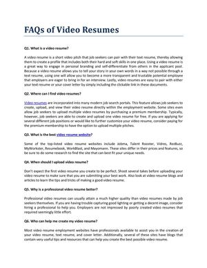 FAQs of Video Resumes