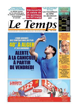 Le Temps d'Algérie Edition du Mercredi 24 Juillet 2013