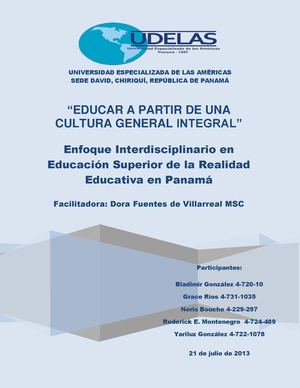 MONOGRAFÍA EDUCAR A PARTIR DE UNA CULTURA GENERAL INTEGRAL