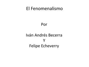 El fenomenalismo