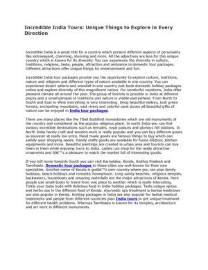 Incredible India Tours: Unique Things to Explore in Every   Direction 