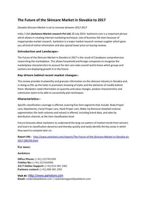 The Future of the Skincare Market in Slovakia to 2017