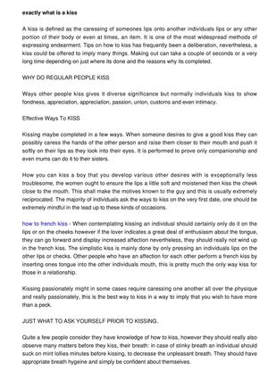 WHAT EXACTLY IS A KISS?