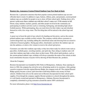 Boosters Promotional Article