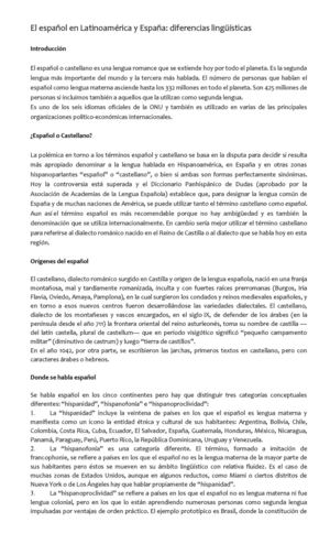 El Español en América Latina y España