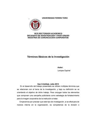Definición de términos básicos de la Investigación
