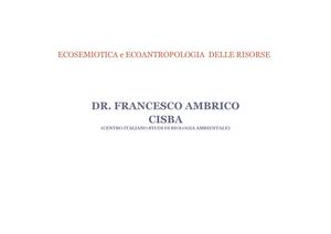 ecosemiotica e ecoantropologia delle risorse