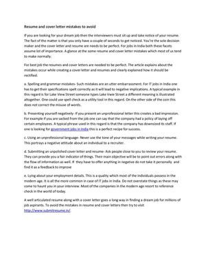 Resume and cover letter mistakes to avoid