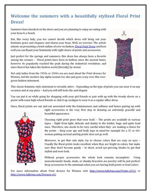 Welcome the Summers with a Beautifully stylized Floral Print Dress!