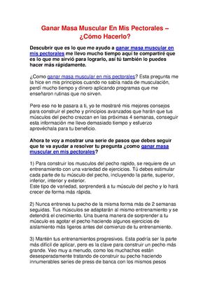 Ganar Masa Muscular En Mis Pectorales – ¿Cómo Hacerlo?