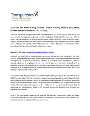 Global Autacoids and Related Drugs Market - Industry Analysis, Size, Share, Growth, Trends and Forecast (2012 - 2018)