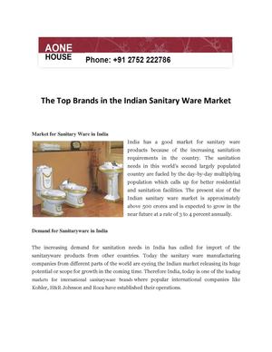The Top Brands in the Indian Sanitary Ware Market