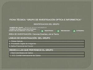 FICHA TECNICA GRUPO DE OPTICA E INFORMATICA