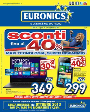 Volantino Euronics gruppo Galimberti dal 25/7 al 14/08/2013