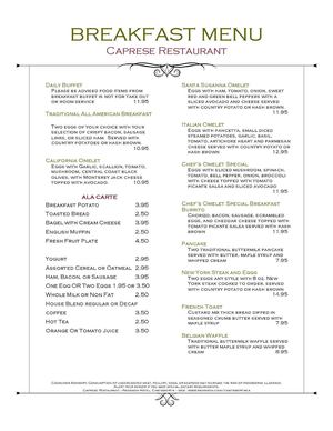 The Caprese Restaurant at the Radisson Chatsworth Hotel