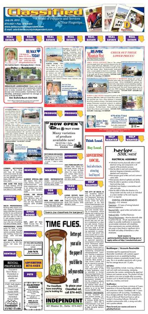 Delta County Independent classifieds, July 24, 2013