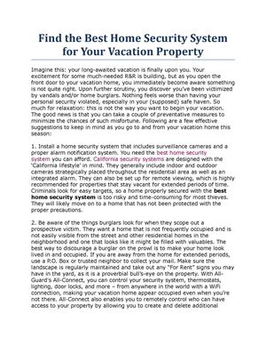 Find the Best Home Security System for Your Vacation Property