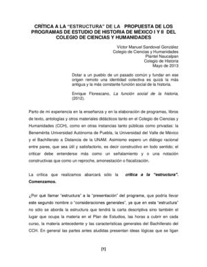 Crítica a la "Estructura" de la propuesta de los programas de estudio de H de M I y II del CCH (Víctor Manuel Sandoval González)