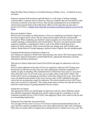 Steps One Must Take to Practice as a Certified Attorney in Dallas, Texas – A Guide by Lawyer Joe Garza