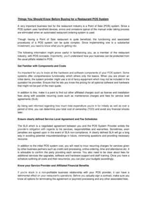 Things You Should Know Before Buying for a Restaurant POS System