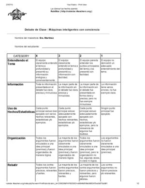 Rúbrica para debate