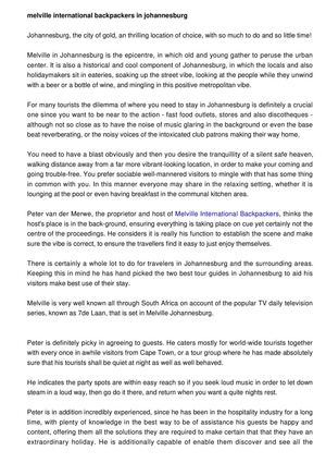 Melville international backpackers in Johannesburg South Africa 