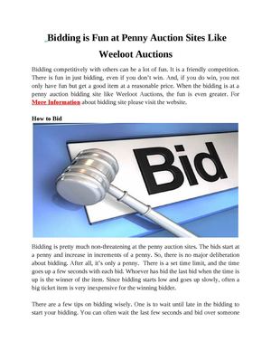Bidding is Fun at Penny Auction Sites Like Weeloot Auctions