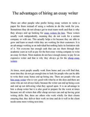 The advantages of hiring an essay writer