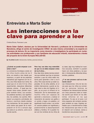 Entrevista a Marta Soler. "Las interacciones son la clave para aprender a leer".
