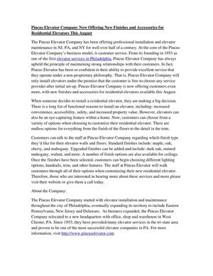 Pincus Elevator Company Now Offering New Finishes and Accessories for Residential Elevators This August