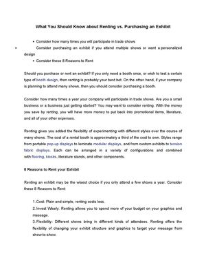 What You Should Know about Renting vs. Purchasing an Exhibit