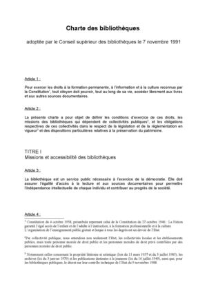 Charte des Bibliothèques