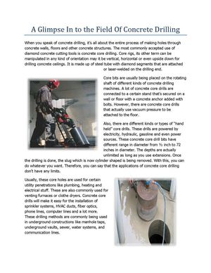 A Glimpse In to the Field Of Concrete Drilling