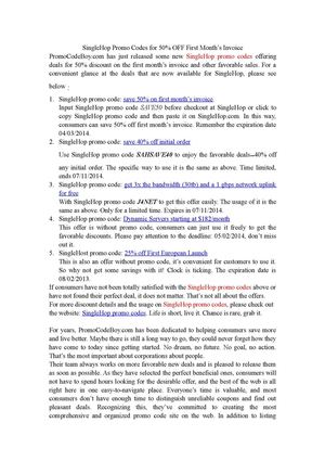 SingleHop Promo Codes for 50% OFF First Month’s Invoice