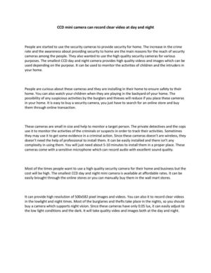 CCD mini camera can record clear video at day and night