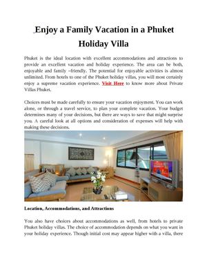 Enjoy a Family Vacation in a Phuket Holiday Villa