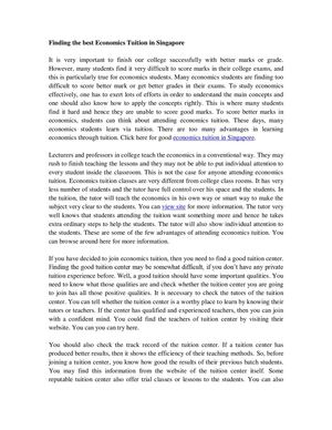 Finding the best Economics Tuition in Singapore