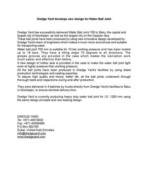 Dredge Yard develops new design for Water Ball Joint