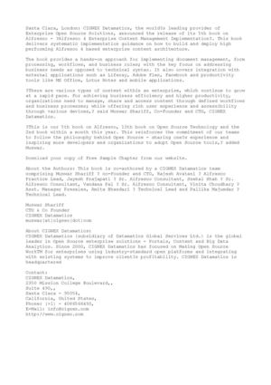 CIGNEX Datamatics releases its 5th Book on Alfresco – “Alfresco 4 Enterprise Content Management"