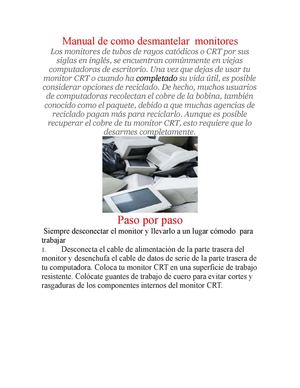 Como desmantelar  un monitor y como reutilizarlo 