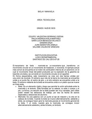 Mecanismo de Biela y Manivela