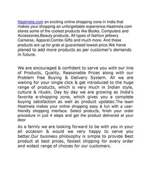 Haatmela India's online shopping store