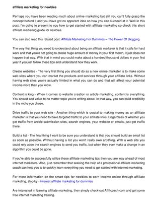 Affiliate Marketing Online for Beginners - The Basics to Start with Affiliate Marketing