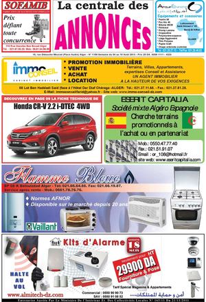 La centrale des annonces N° 1158 Semaine du 04 au 10 Août 2013